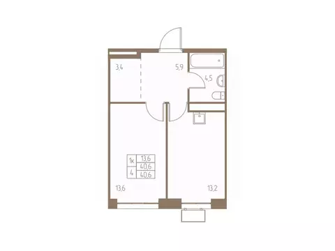 1-к кв. Московская область, Пушкино Фабрикант жилой комплекс, 1 (40.6 ...