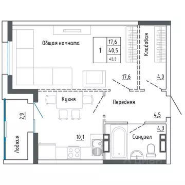 1-к кв. Приморский край, Уссурийск ул. Александра Францева, 40 (43.6 ...