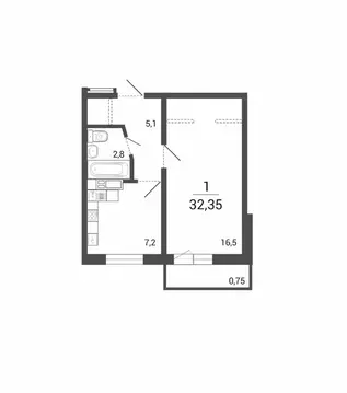 1-к кв. Курганская область, Курган Заозерный жилрайон, 16-й мкр,  ...