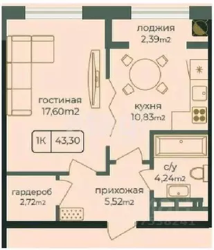 1-к кв. Дагестан, Каспийск просп. Акулиничева (43.2 м)