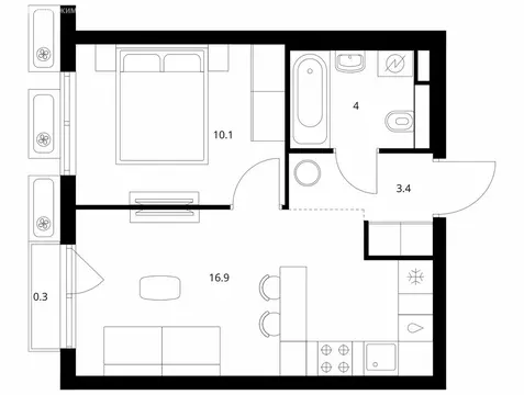 1-комнатная квартира: посёлок городского типа Боброво, ЖК Восточное ...