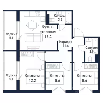 3-к кв. Челябинская область, Челябинский городской округ, пос. ...