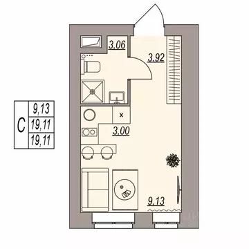 Студия Волгоградская область, Волгоград ул. Расула Гамзатова (19.11 м)