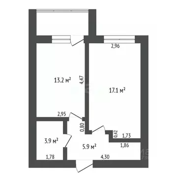1-к кв. Амурская область, Благовещенск ул. Строителей, 70 (42.4 м)