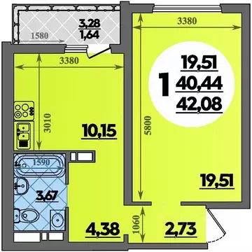 1-к кв. Адыгея, Майкоп  (42.08 м)
