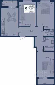 3-к кв. Краснодарский край, Краснодар  (73.99 м)