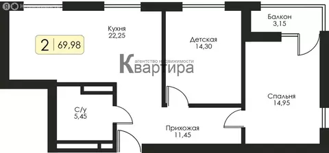 2-комнатная квартира: Смоленск, ЖК Среда (70 м)