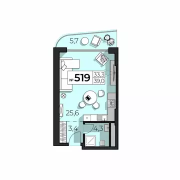 1-комнатная квартира: Ялта, улица Дражинского, 53 (39 м)