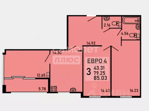 3-к кв. Липецкая область, Липецк Студеновская ул., 23Б (85.03 м)