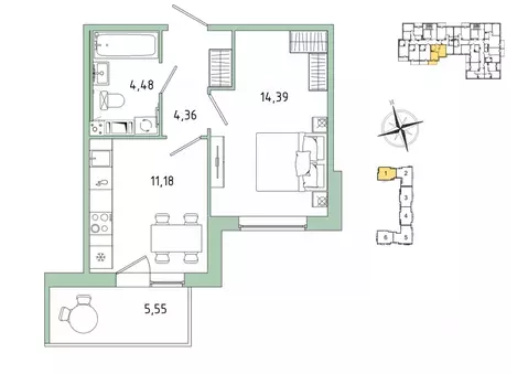 1-к кв. Ленинградская область, Гатчина Въезд мкр,  (36.08 м)