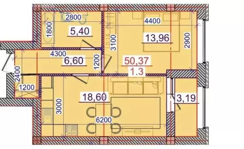 1-комнатная квартира: Владикавказ, улица Куйбышева, 71 (50 м)