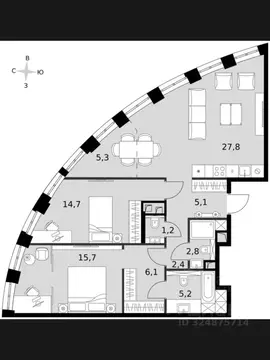 3-к кв. Москва Шелепихинская наб., 38к5 (86.0 м)