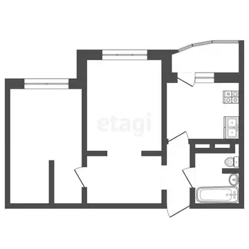 2-комнатная квартира: Тюмень, улица Федюнинского, 60к1 (58.9 м)