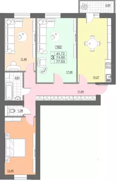 3-к кв. Смоленская область, Смоленск Краснинское ш., 26А (77.03 м)