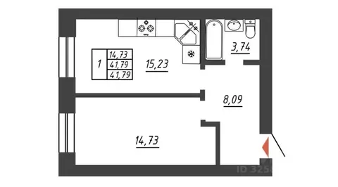 1-к кв. Самарская область, Тольятти бул. Итальянский, 2 (42.0 м)