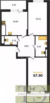 2-к кв. Калининградская область, Гурьевский муниципальный округ, пос. ...