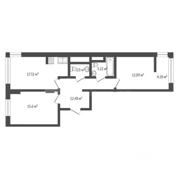 2-к кв. Тюменская область, Тюмень ул. Тимофея Кармацкого, 3 (67.0 м)