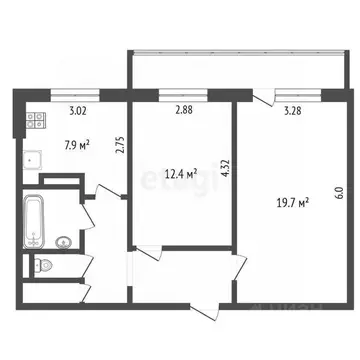 2-к кв. Томская область, Томск Сибирская ул., 111 (54.1 м)