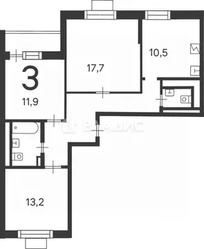3-к кв. Москва ул. Кедрова, 16К3 (71.9 м)