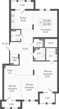 4-к кв. Алтайский край, Барнаул ул. Анатолия, 52 (143.89 м)