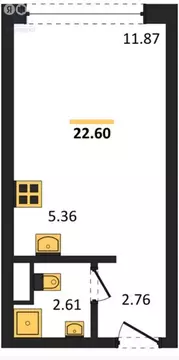Квартира-студия: Воронеж, Цимлянская улица, 10 (22.6 м)