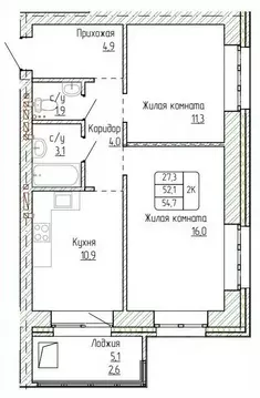 2-к кв. Алтайский край, Новоалтайск ул. Титова, 6 (54.7 м)