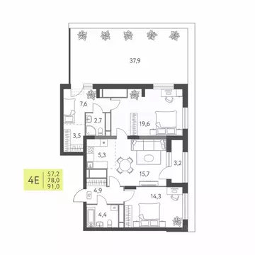 4-к кв. Пермский край, Пермь ул. Левченко, 8 (91.0 м)
