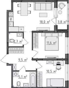 2-к кв. Владимирская область, Владимир Сновицы-Веризино мкр,  (59.3 м)
