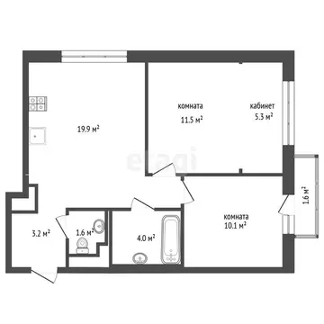 2-комнатная квартира: Тюмень, улица Ильи Кургузова, 3 (56 м)