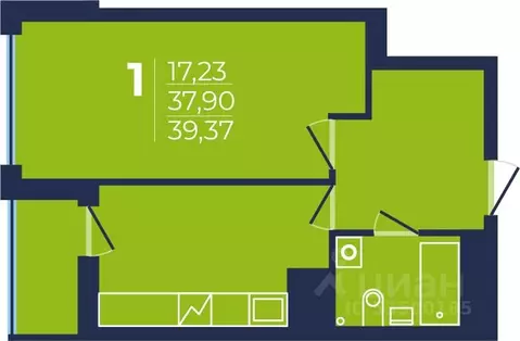 1-к кв. Башкортостан, Уфа просп. Дружбы Народов, 51 (39.3 м)