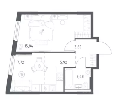1-к кв. Башкортостан, Уфа ул. Минигали Губайдуллина, 8к9 (36.56 м)