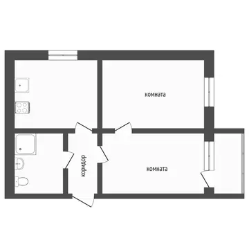 2-комнатная квартира: Тобольск, Октябрьская улица, 57 (40.6 м)