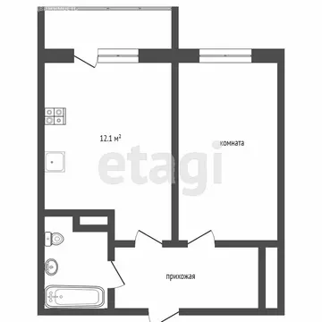 1-комнатная квартира: Челябинск, 1-я Эльтонская улица, 44 (41.1 м)