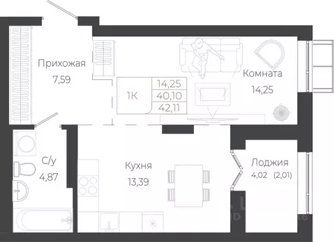 1-к кв. Алтай, Майминский район, с. Майма ул. Энергетиков (42.11 м)