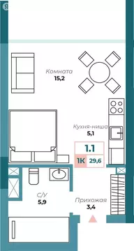 1-комнатная квартира: Алушта, Набережная улица, 18 (29.9 м)