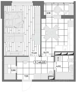 1-к кв. Орловская область, Орел Мясокомбинат мкр,  (44.44 м)