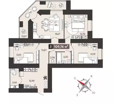 3-к кв. Пензенская область, Пенза ул. 8 Марта, 31к5 (109.74 м)