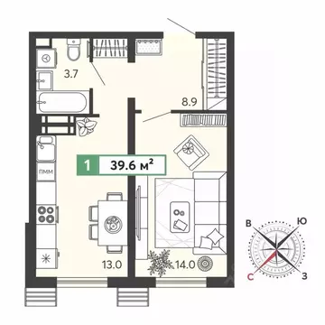 1-к кв. Пензенская область, Пензенский район, Засечный сельсовет, с. ...