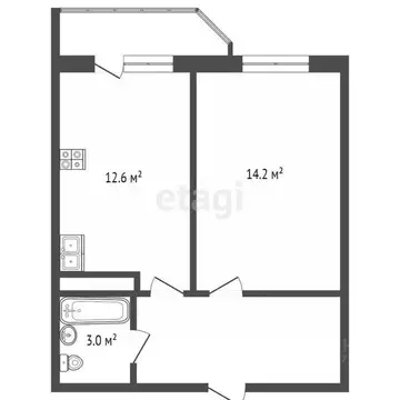 1-к кв. Архангельская область, Архангельск ул. Гайдара, 57к4 (38.6 м)
