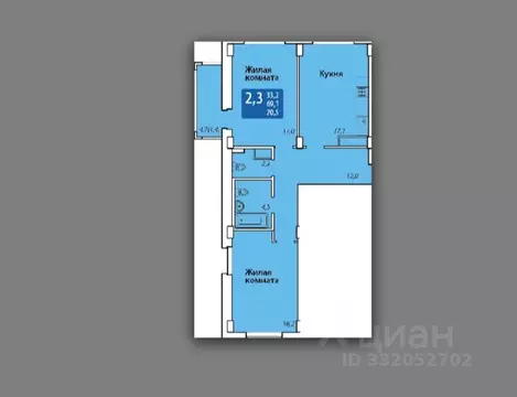 2-к кв. Чувашия, Чебоксары Гражданская ул., поз3 (70.5 м)