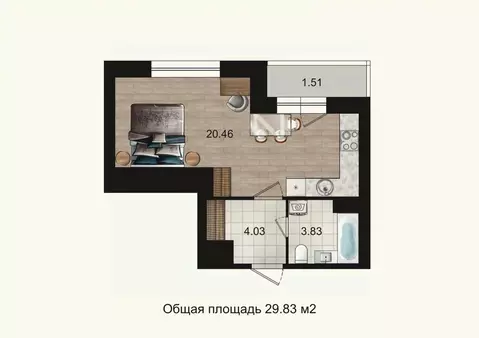 Студия Ярославская область, Ярославль просп. Фрунзе, 53 (29.83 м)