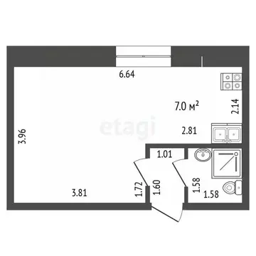 Студия Псковская область, Печоры Новая ул., 9 (25.6 м)