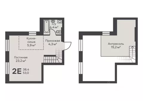 2-к кв. Пермский край, Пермь ул. Подводников (53.0 м)