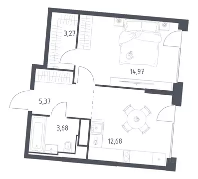 1-к кв. Москва Квартал на воде жилой комплекс, к5 (39.97 м)
