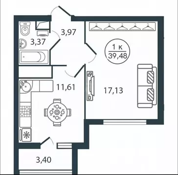 1-комнатная квартира: Тверь, улица Левитана, 72Б (39.5 м)