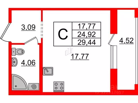 Студия Санкт-Петербург пос. Парголово, дор. Михайловская, 6 (25.0 м)