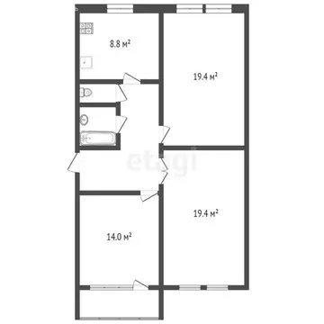 3-комнатная квартира: Ярославль, Республиканская улица, 60/17 (41.4 м)