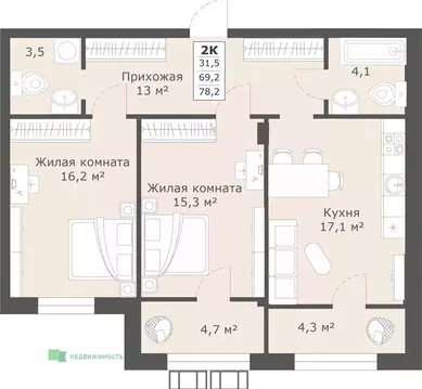 2-к кв. Ставропольский край, Ставрополь ул. Ленина, 222 (78.2 м)