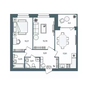 2-к кв. Ярославская область, Ярославль пос. Павловский, Волга-Лайф ...