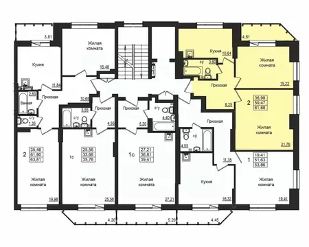 2-к кв. Новосибирская область, Новосибирск Вилюйская ул., 6 (58.9 м)